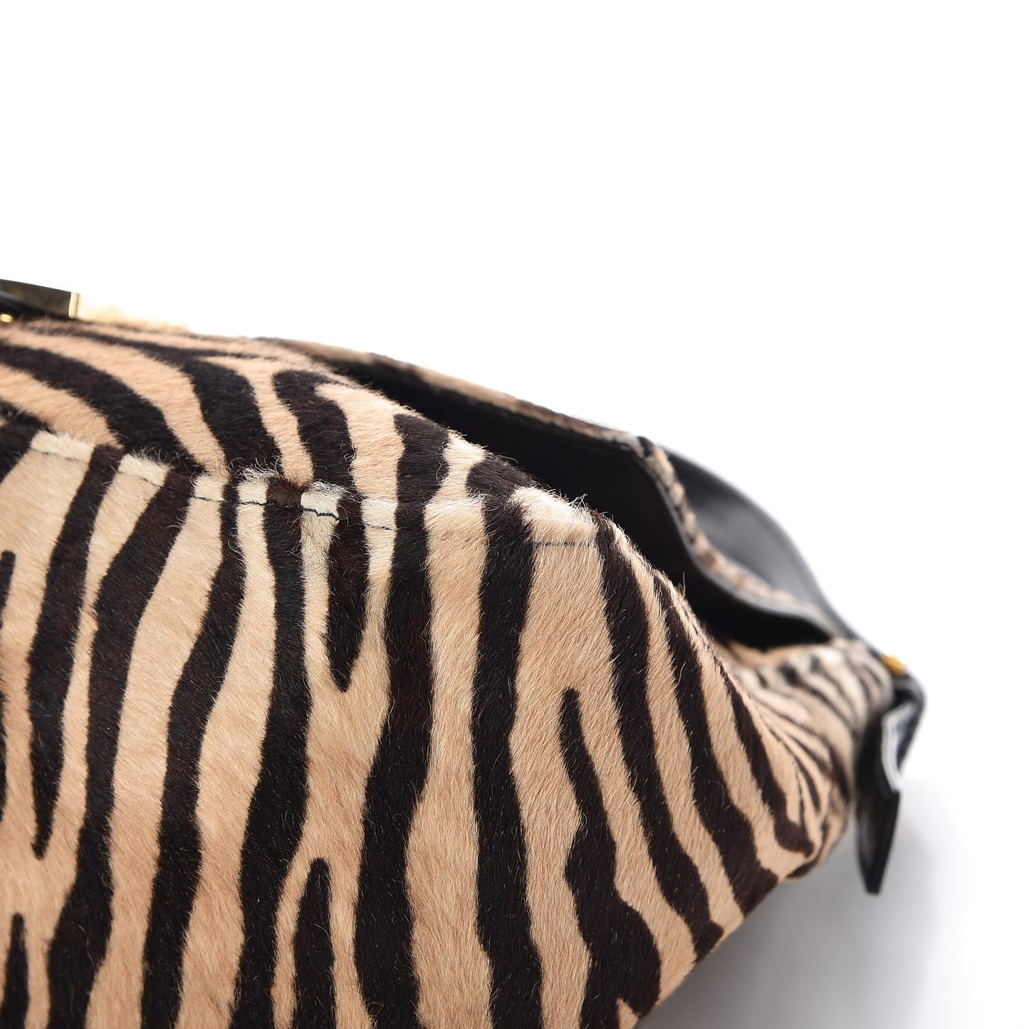 Calf Hair Zebra Print Mama Baguette Brown