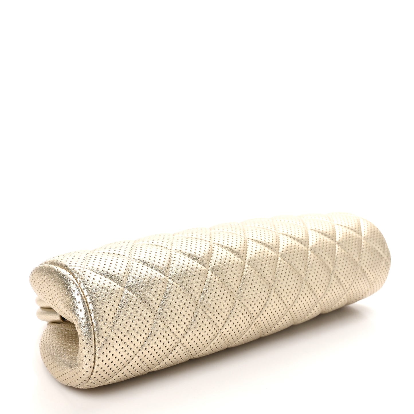 Metallic Lambskin Perforated Timeless Clutch  Gold