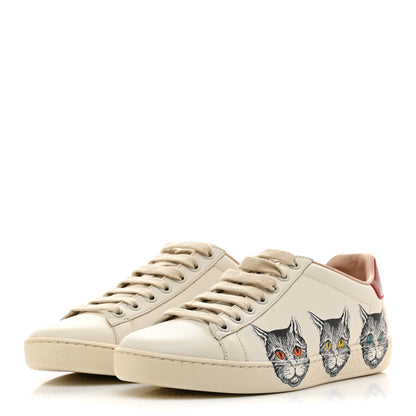 Gucci Calfskin Mystic Cat Print Womens Ace Sneakers 35.5 White 4 of 10