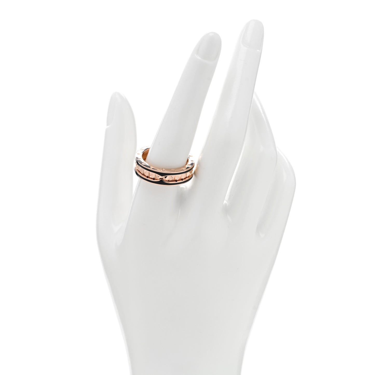 18K Rose Gold Black Ceramic B.Zero1 Rock One-Band Ring 61 9.5