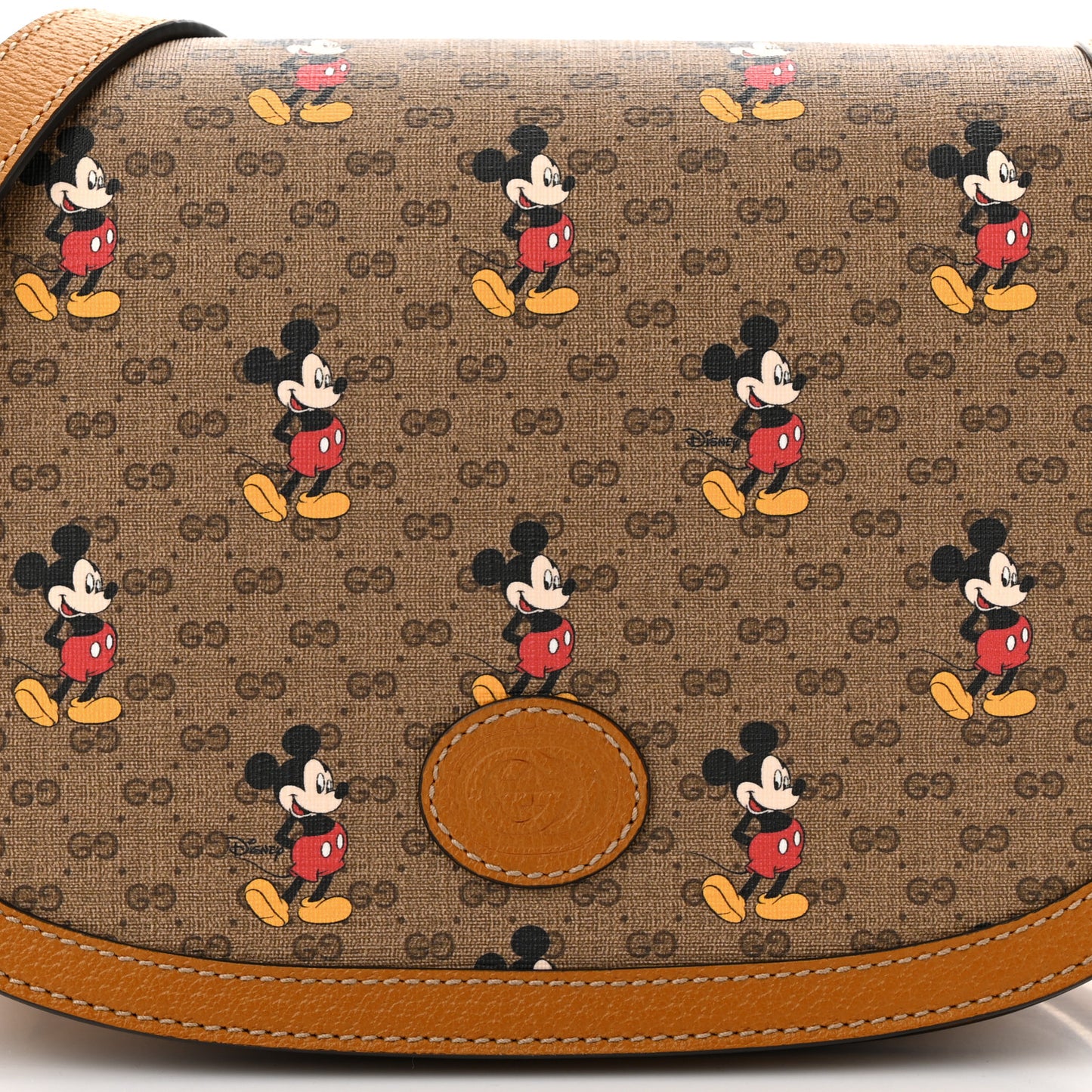X DISNEY Mini Vintage GG Supreme Monogram Mickey Mouse Small Flap Messenger Bag Beige Vintage Sun Oil