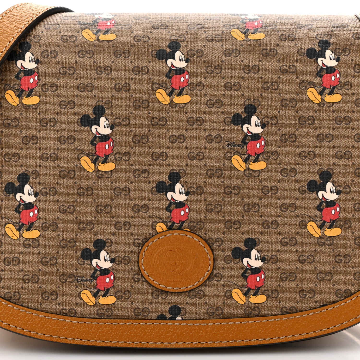 Gucci X DISNEY Mini Vintage GG Supreme Monogram Mickey Mouse Small Flap Messenger Bag Beige Vintage Sun Oil 8 of 11