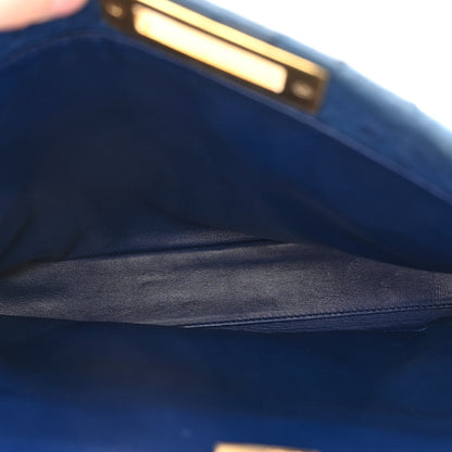 Fendi Ostrich Shiny Nappa Medium Peekaboo Iconic Satchel Blue 6 of 10