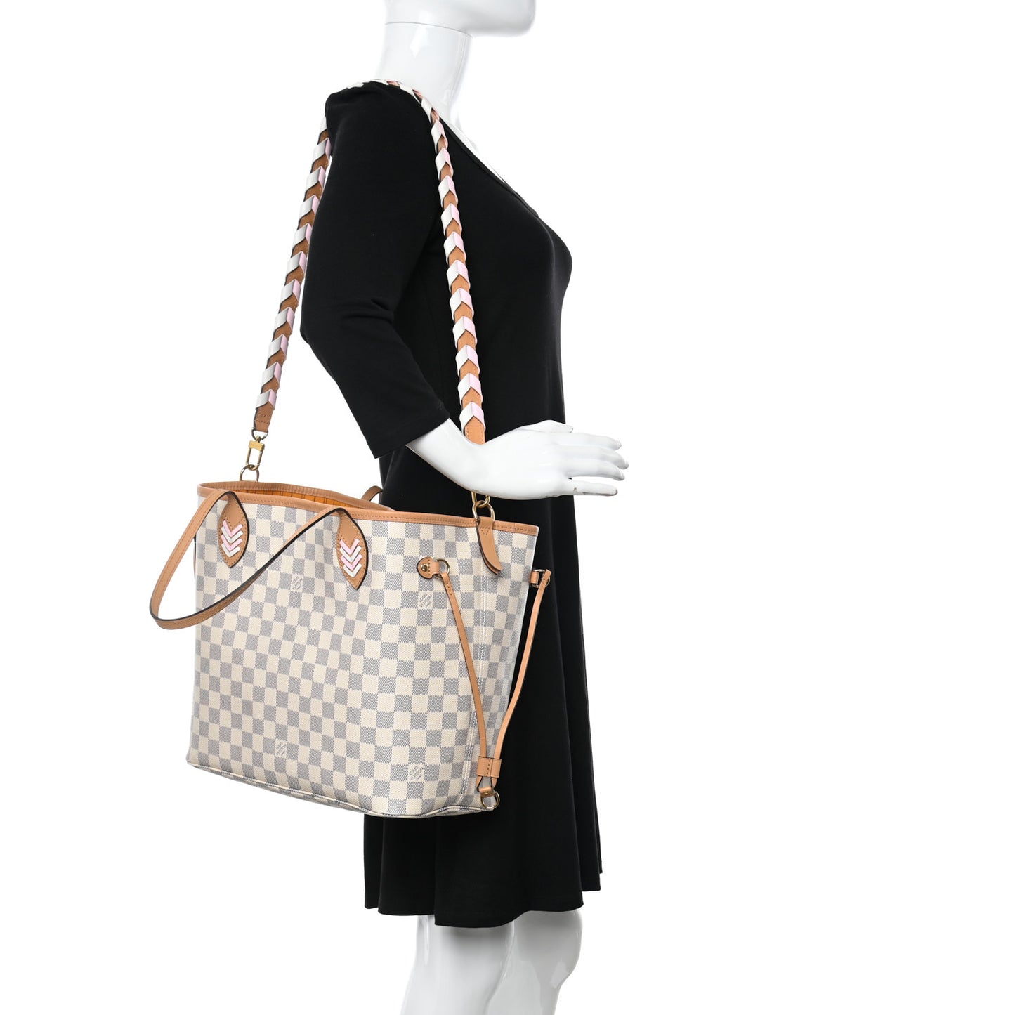 Damier Azur Braided Neverfull MM Orange