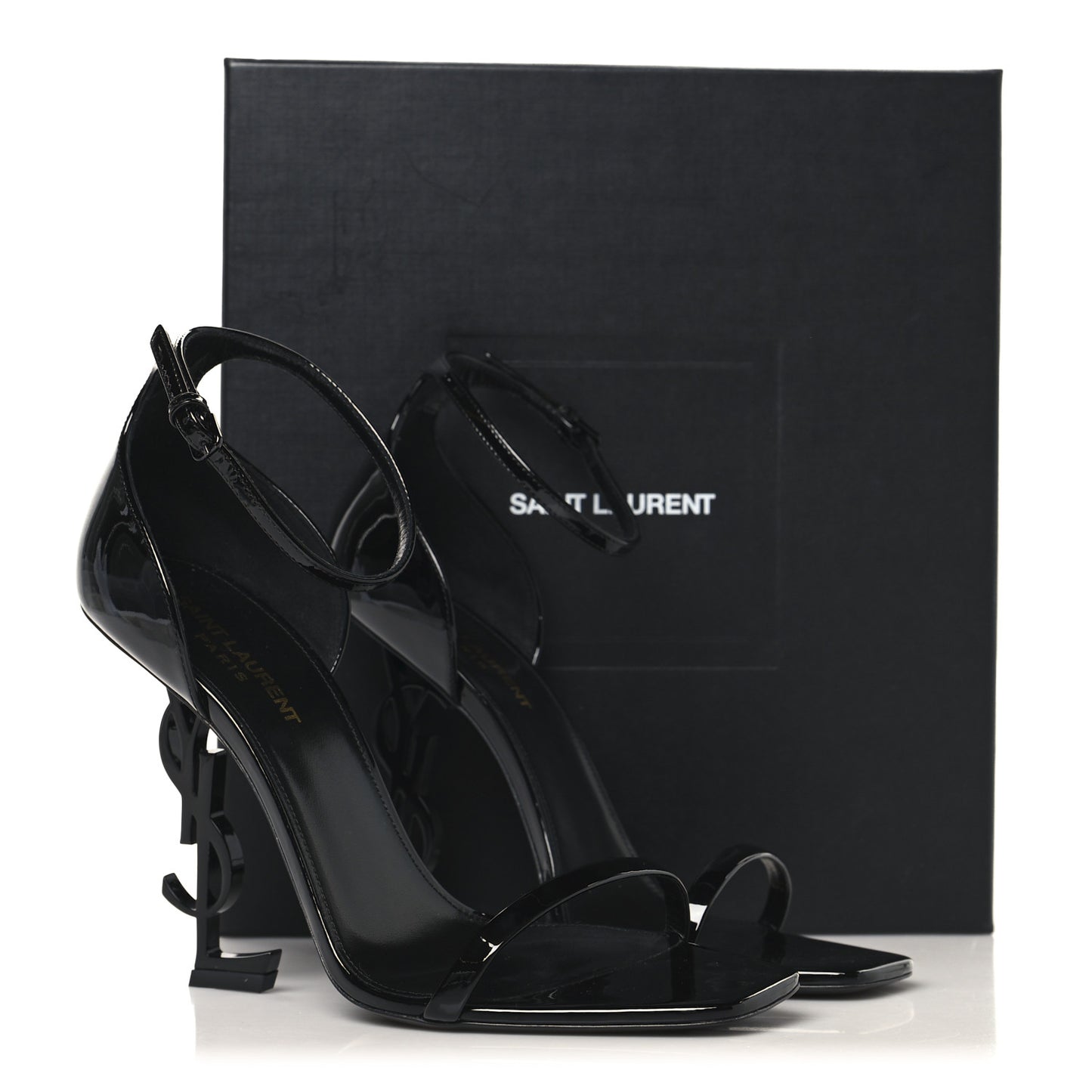 Patent Calfskin Opyum 110 Sandals 39.5 Black