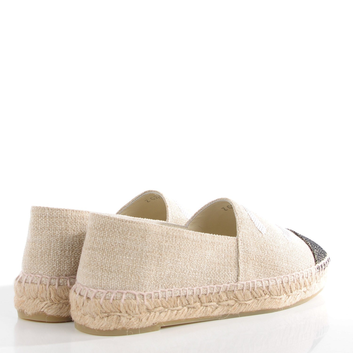 Chanel Toile Sequin CC Espadrilles 38 Beige Black 8 of 18