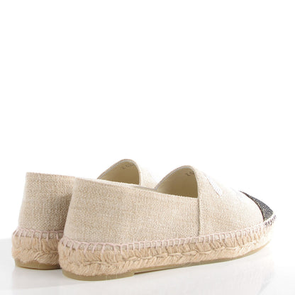 Chanel Toile Sequin CC Espadrilles 38 Beige Black 8 of 18