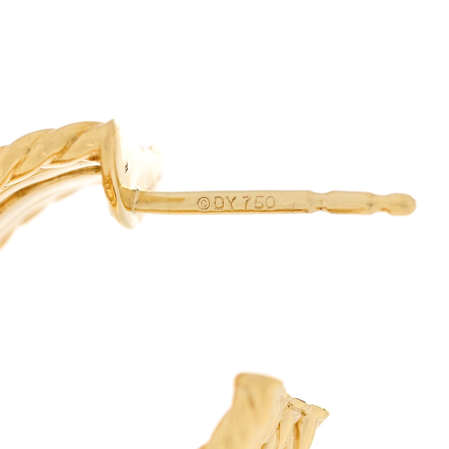 David Yurman 18K Yellow Gold Cable Wide Hoop Earrings 4 of 5