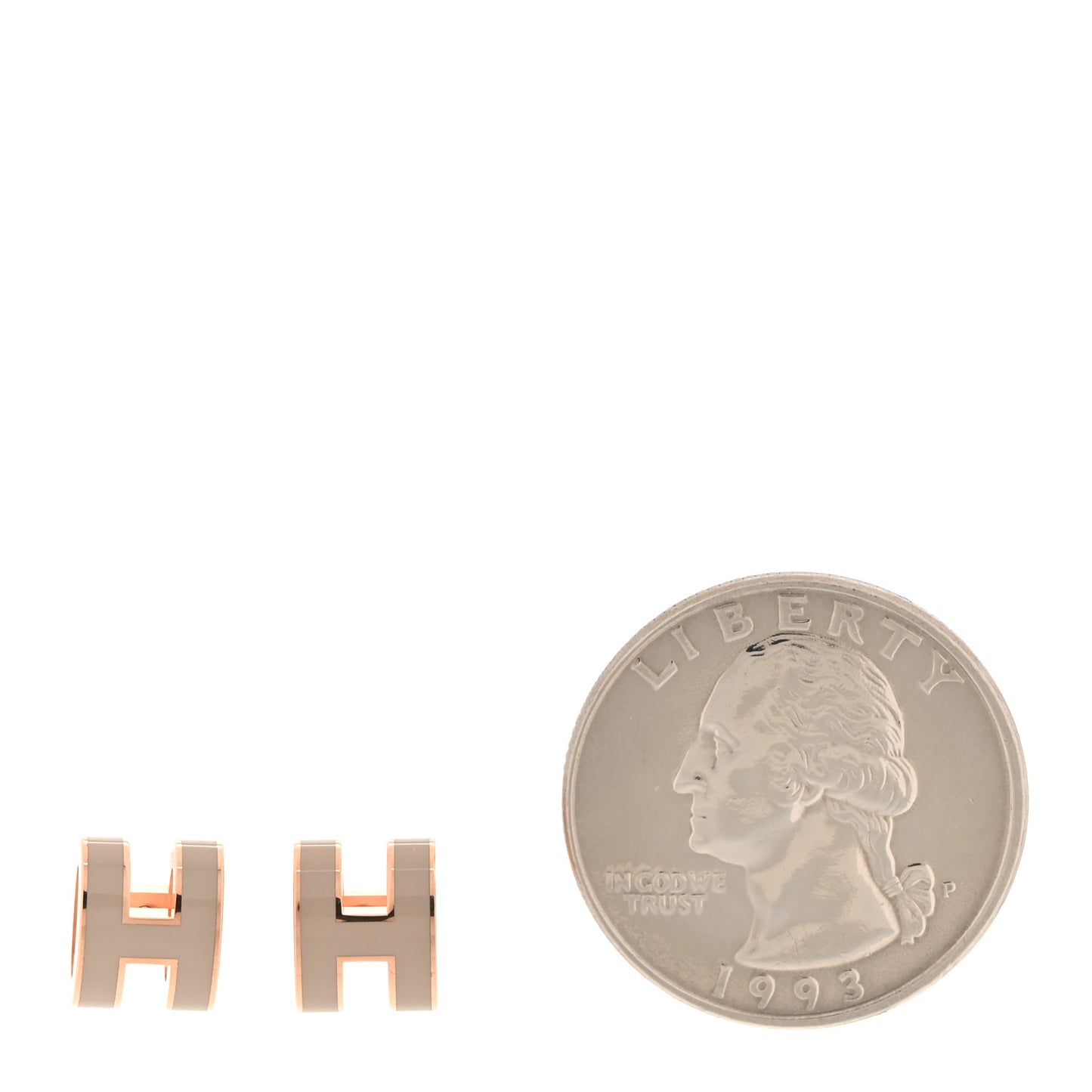 Rose Gold Lacquered Mini Pop H Earrings Marron Glace