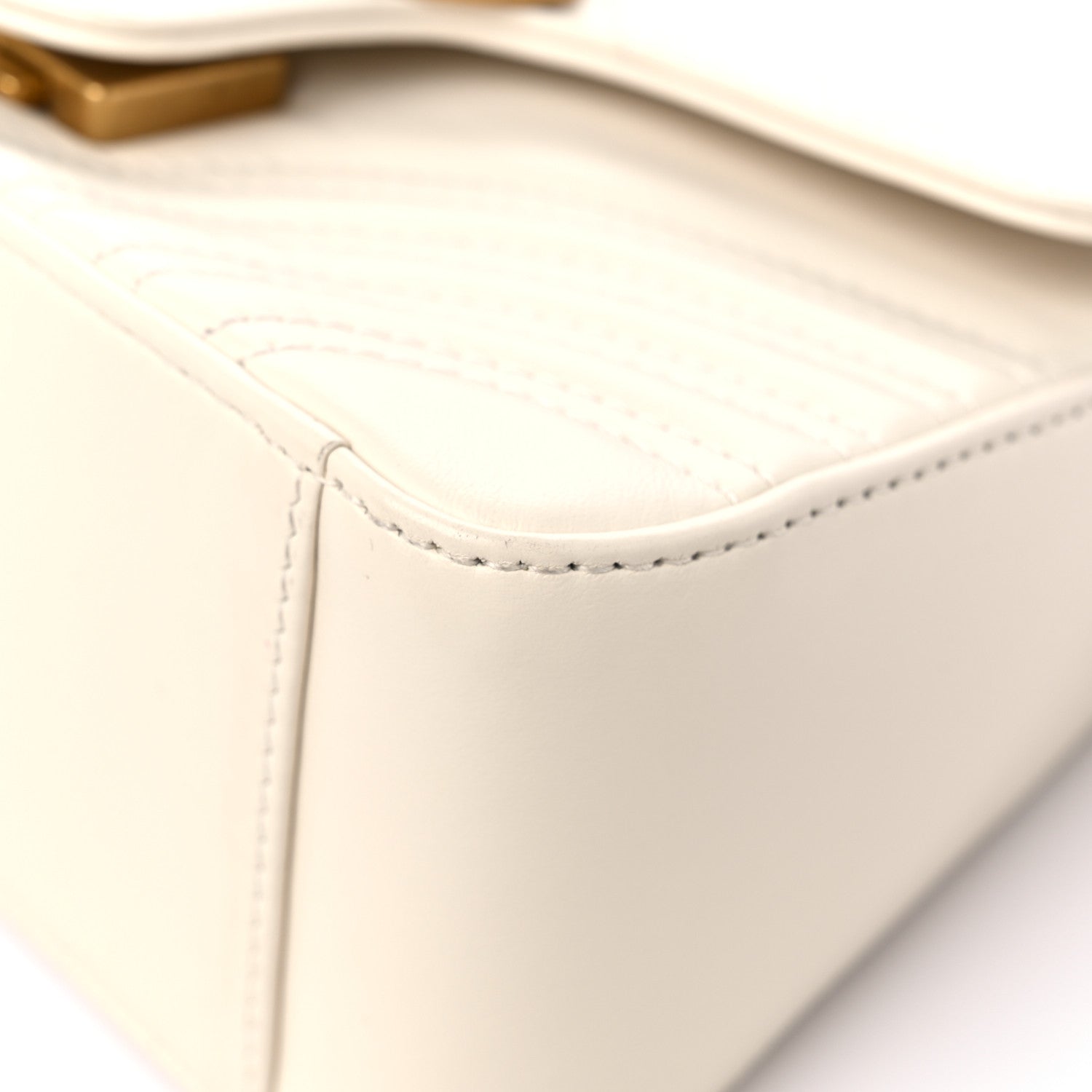 Gucci Calfskin Matelasse Mini GG Marmont Top Handle Shoulder Bag White 9 of 13