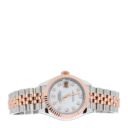 Rolex Stainless Steel 18K Everose Gold Diamond Mother of Pearl 28mm Oyster Perpetual Datejust Watch 279171 2 of 5