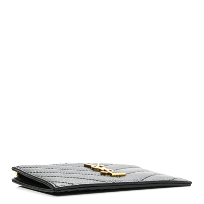 Saint Laurent Monogram Grain de Poudre 5 Fragments Zip Pouch Card Holder Black 4 of 7