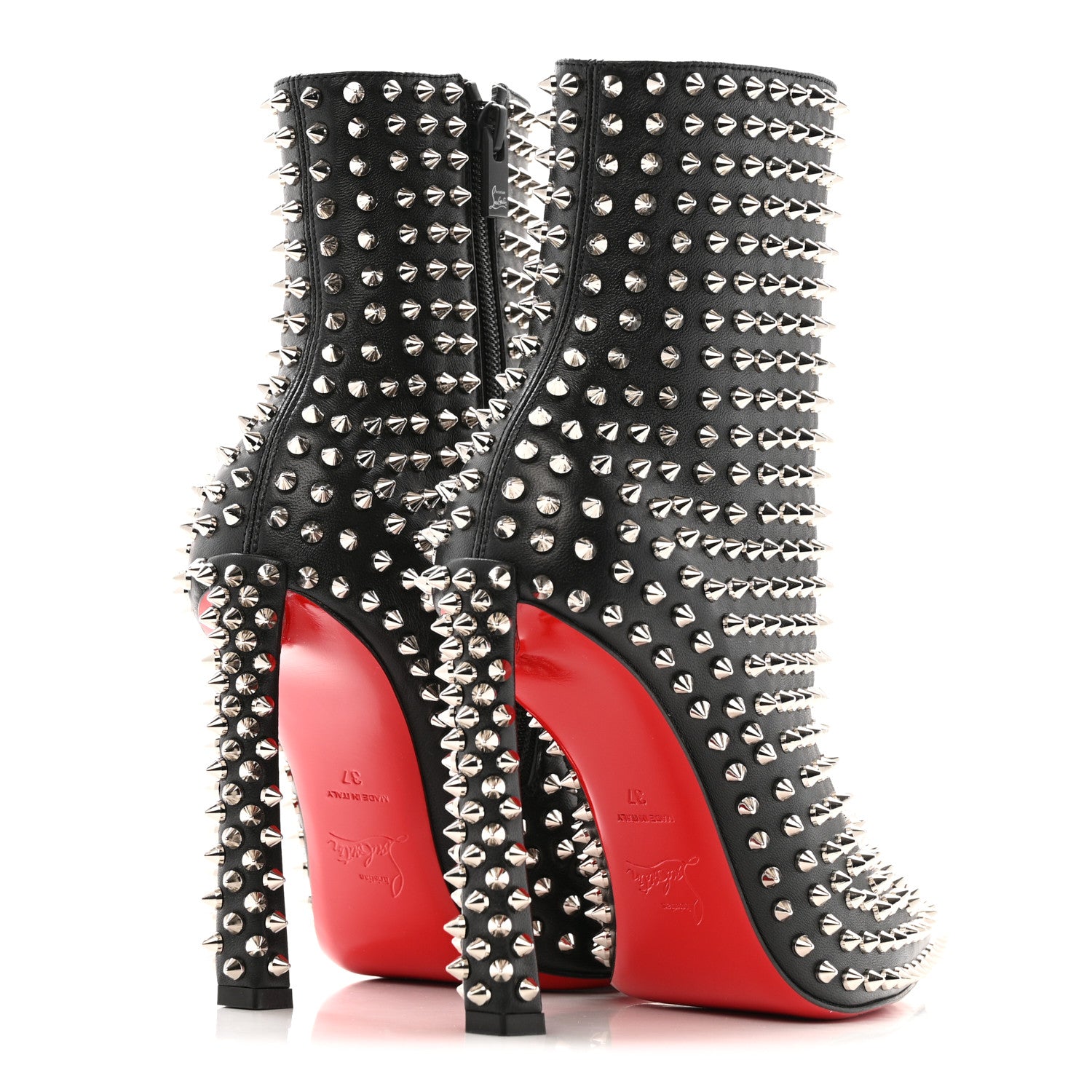 Christian Louboutin Nappa Condora Booty Spikes 100 Ankle Boots 37 Black 5 of 9