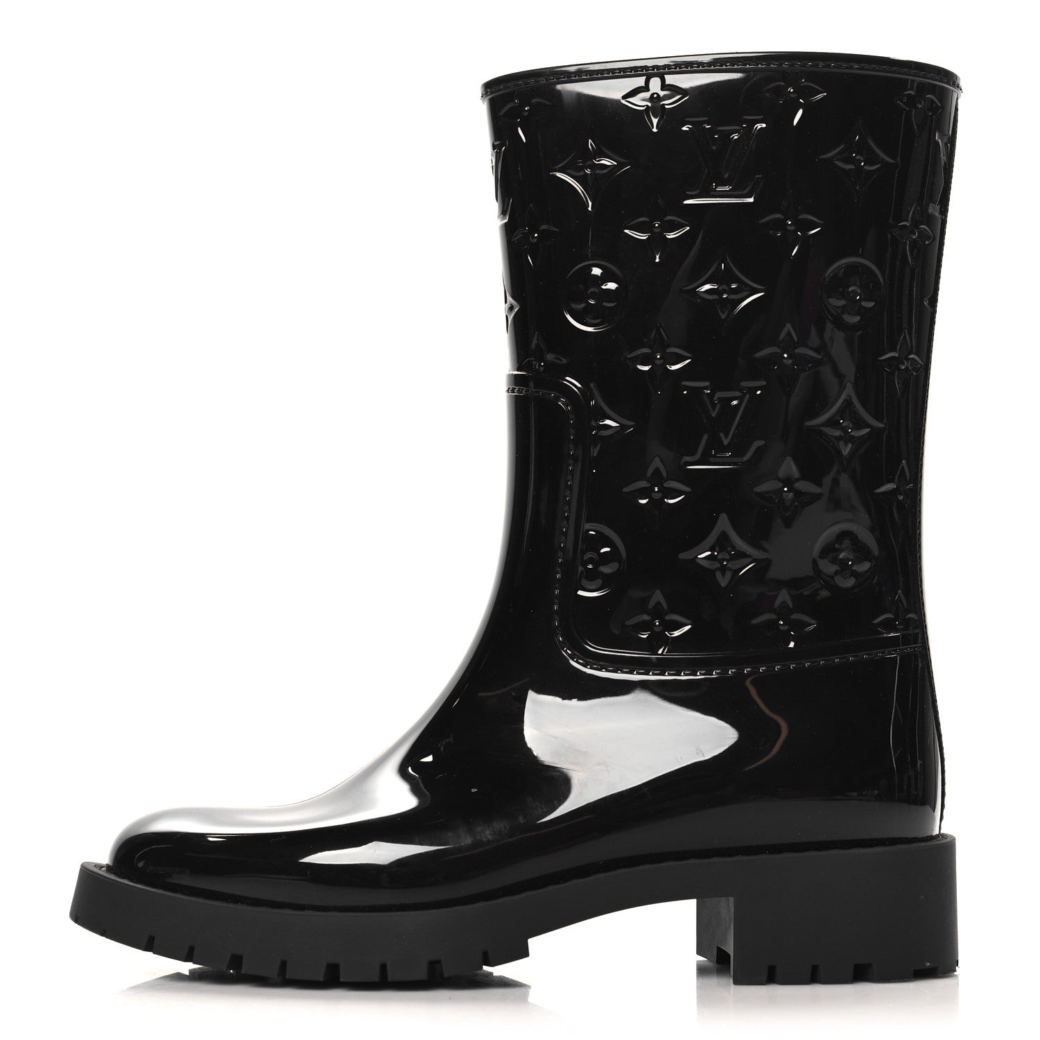 Louis Vuitton Rubber Embossed Monogram Splash Rain Short Boots 36 Black 1 of 8
