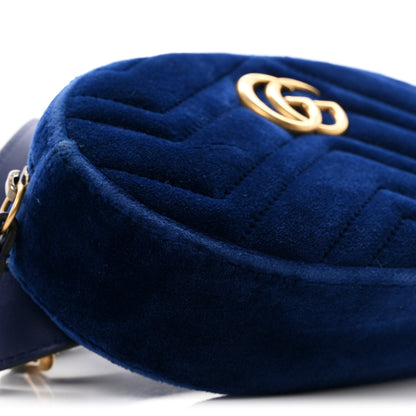 Gucci Velvet Matelasse GG Marmont Belt Bag 75 30 Cobalt Blue 8 of 9