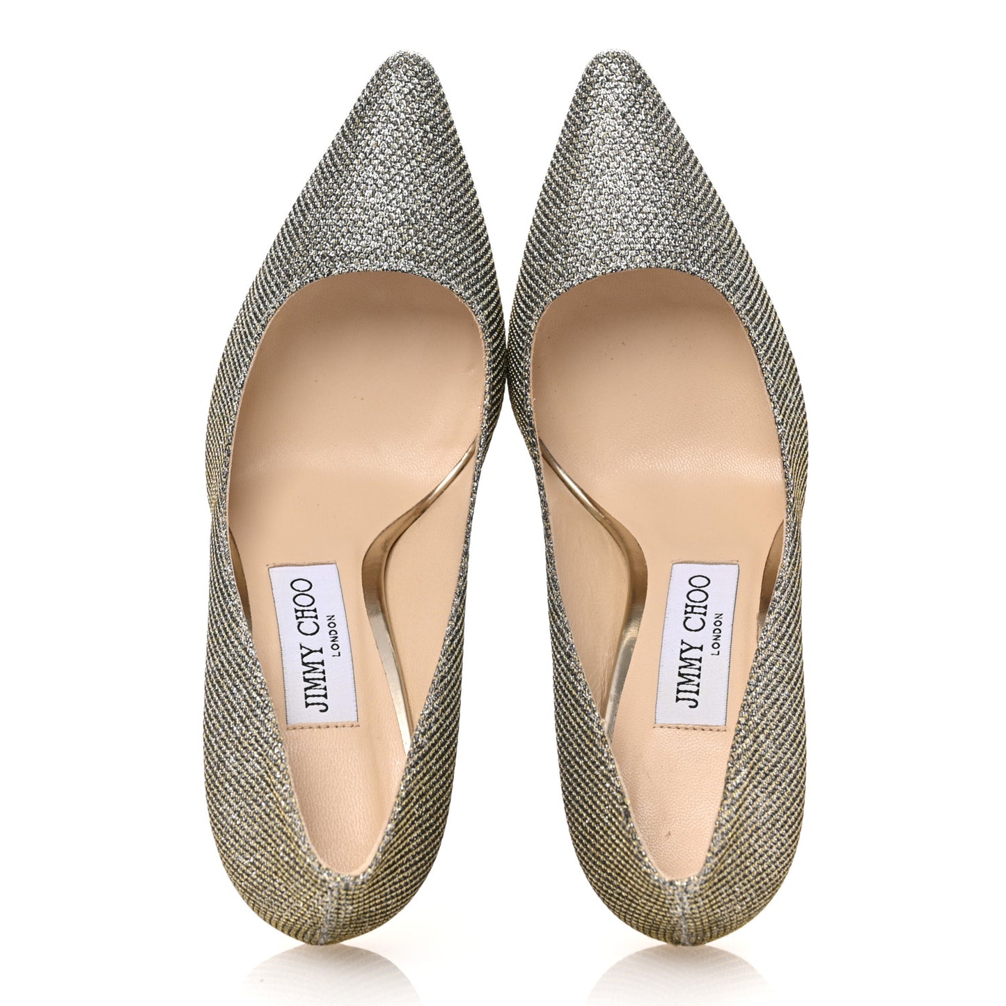Lame Glitter Pointy Toe Romy 100 Pumps 36.5 Light Bronze