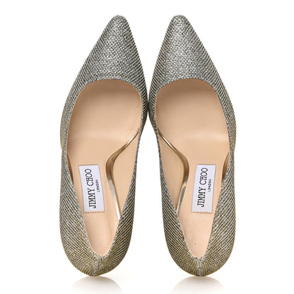 Jimmy Choo Lame Glitter Pointy Toe Romy 100 Pumps 36.5 Light Bronze 2 of 8