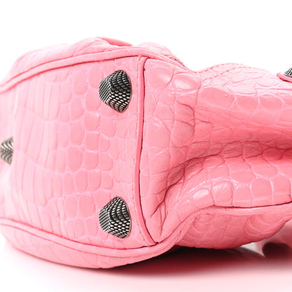 Balenciaga Extra Supple Calfskin Crocodile Embossed Small Le Cagole Shoulder Bag Sweet Pink 21 of 21
