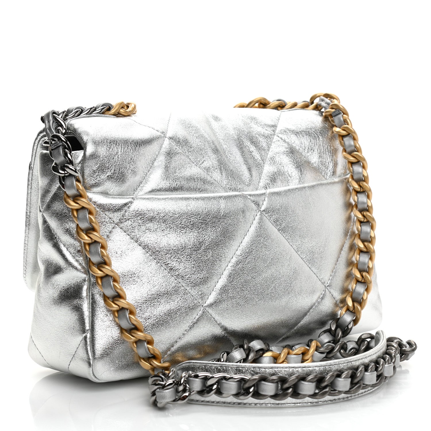 Chanel Metallic Lambskin Quilted Medium Chanel 19 Flap Silver 3 of 11