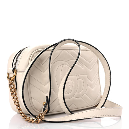 Gucci Calfskin Matelasse Mini GG Marmont Chain Shoulder Bag White 3 of 16