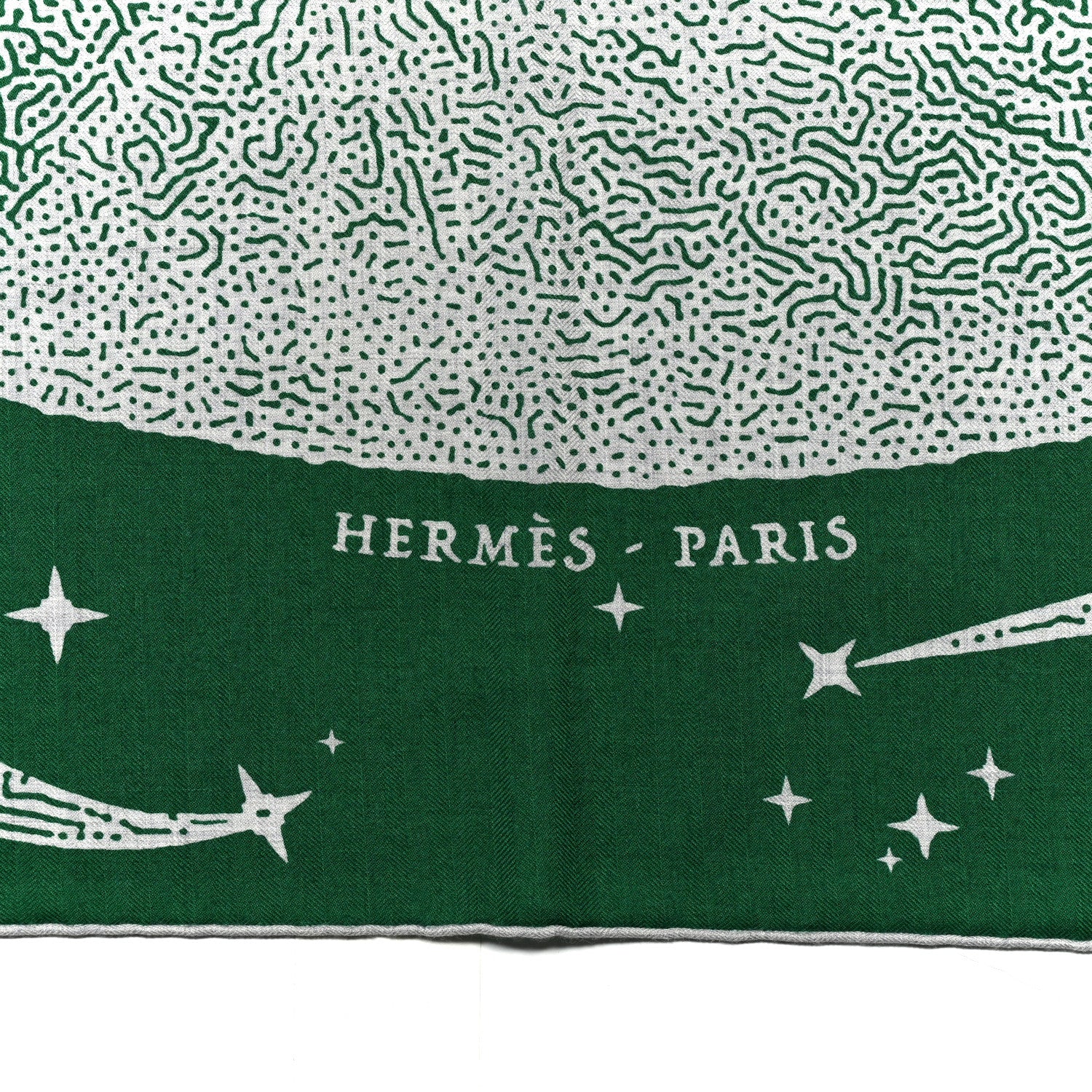 Hermes Silk Cashmere Clair De Lune Shawl 140 Green 3 of 4