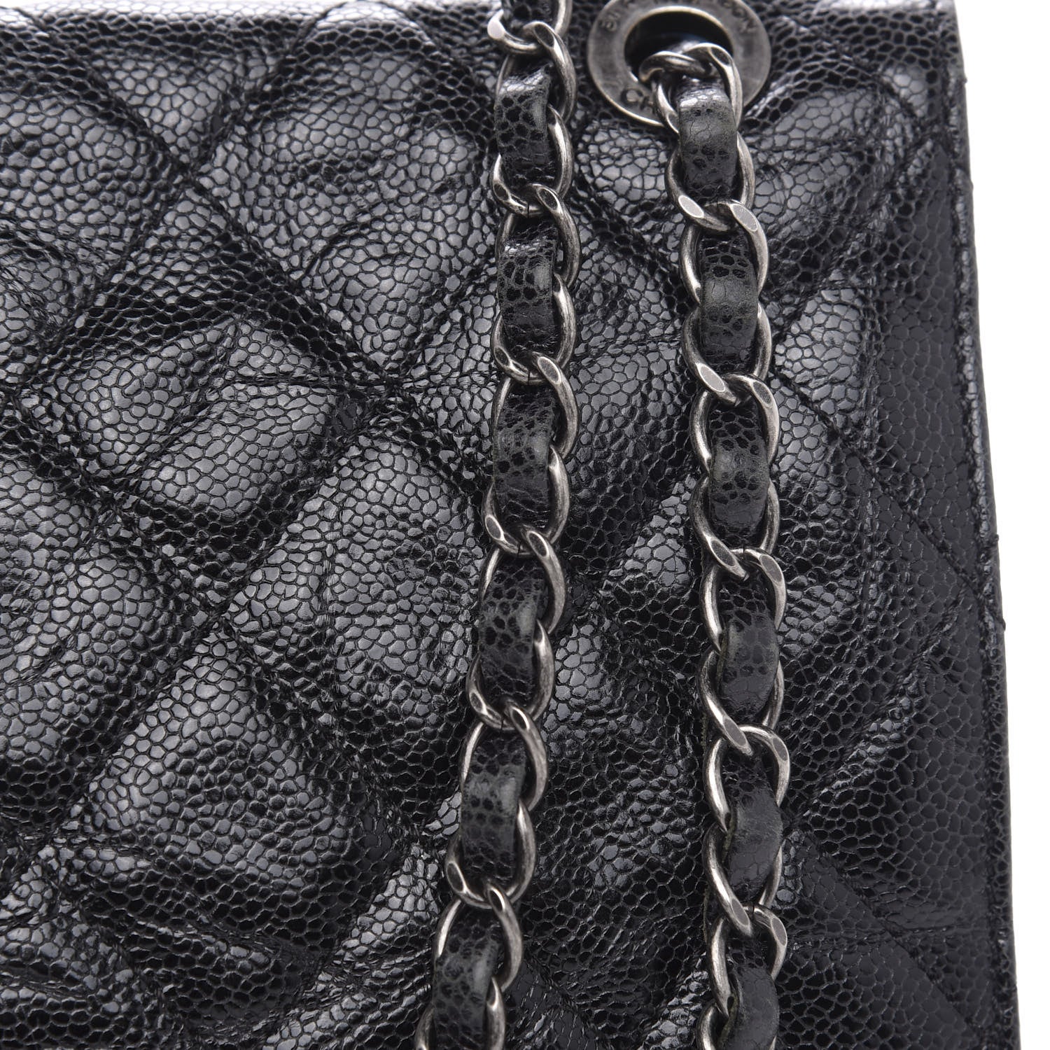 Chanel Crumpled Grained Calfskin Jumbo CC Crave Flap Black 11 of 15