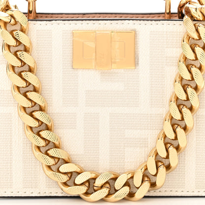 Fendi Glazed Fabric FF Bikini Girls Inlay Nano Peekaboo Maxi Handle Satchel Bianco Perla Multicolor 9 of 11