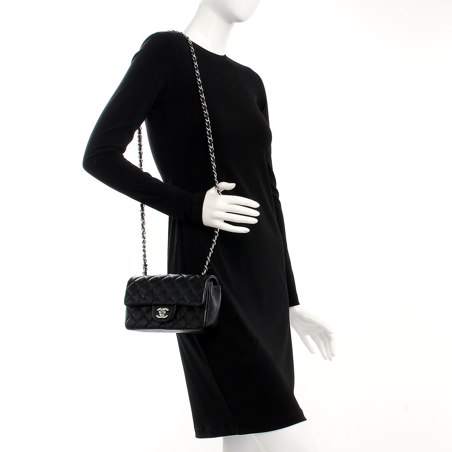 Chanel Caviar Quilted Mini Rectangular Flap Black 2 of 8