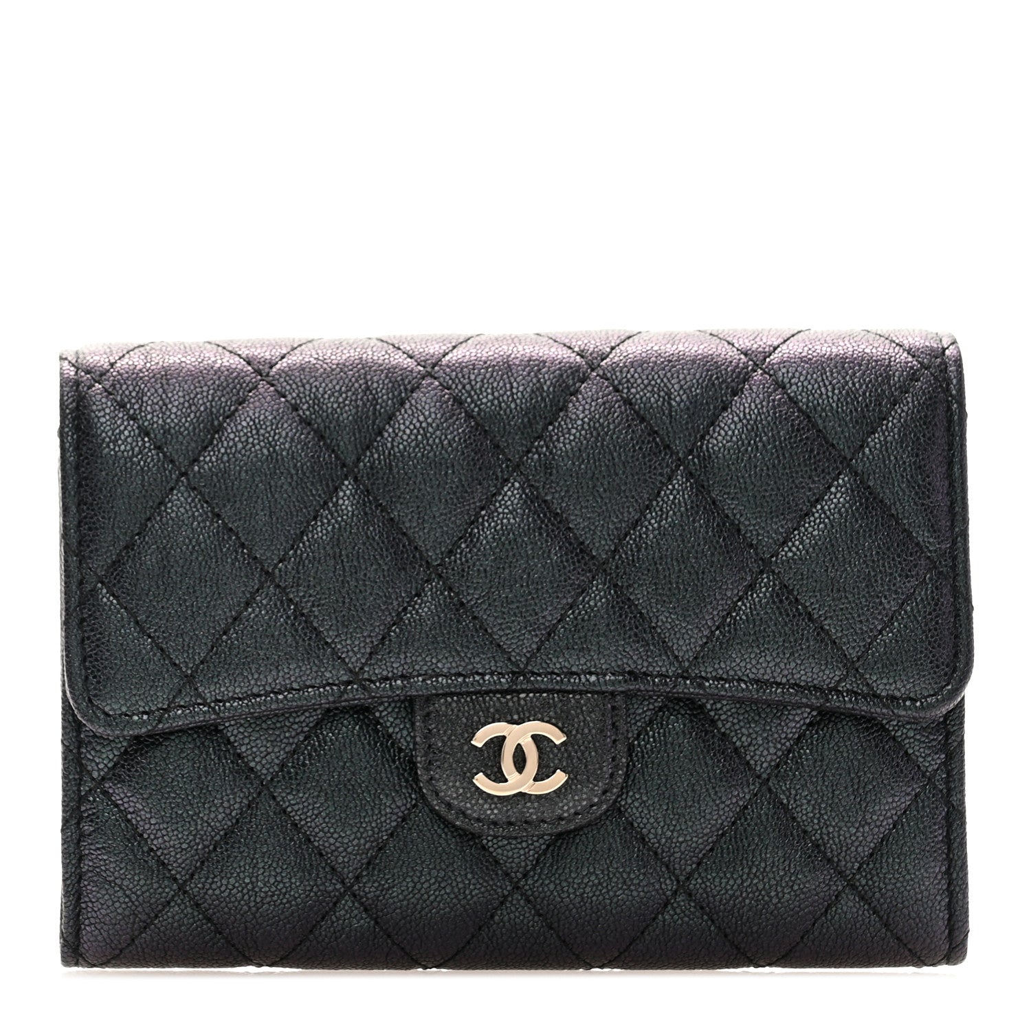 Chanel Iridescent Caviar Quilted Medium Flap Wallet Black 1 of 9