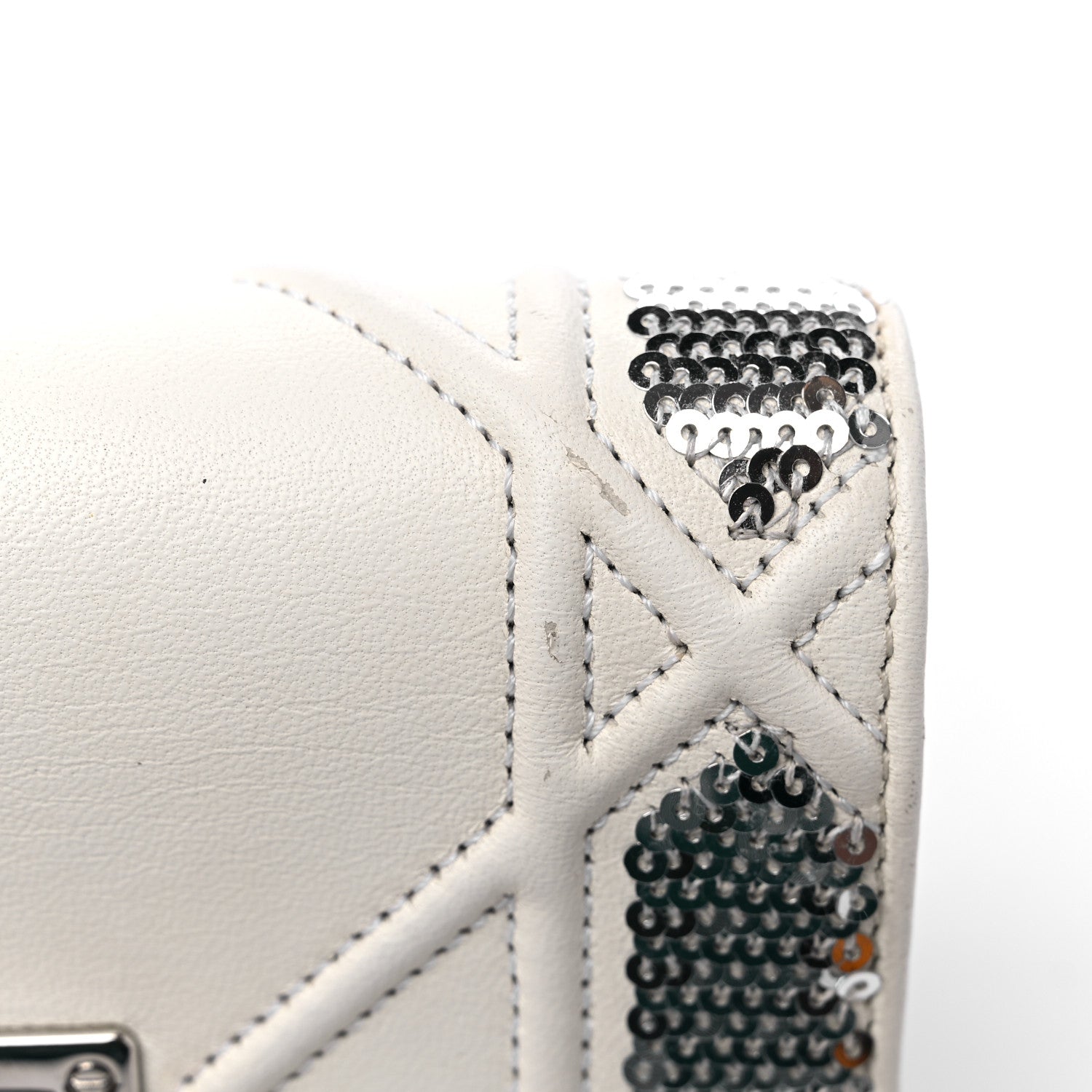 Christian Dior Lambskin Sequin Baby Diorama Flap Bag White 12 of 12