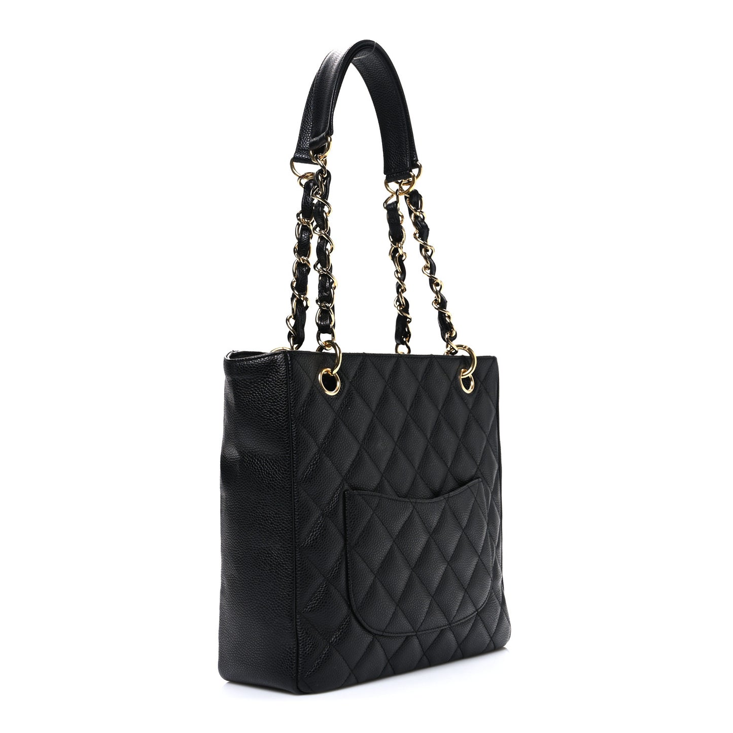 Caviar Quilted Petit Shopping Tote PST Black