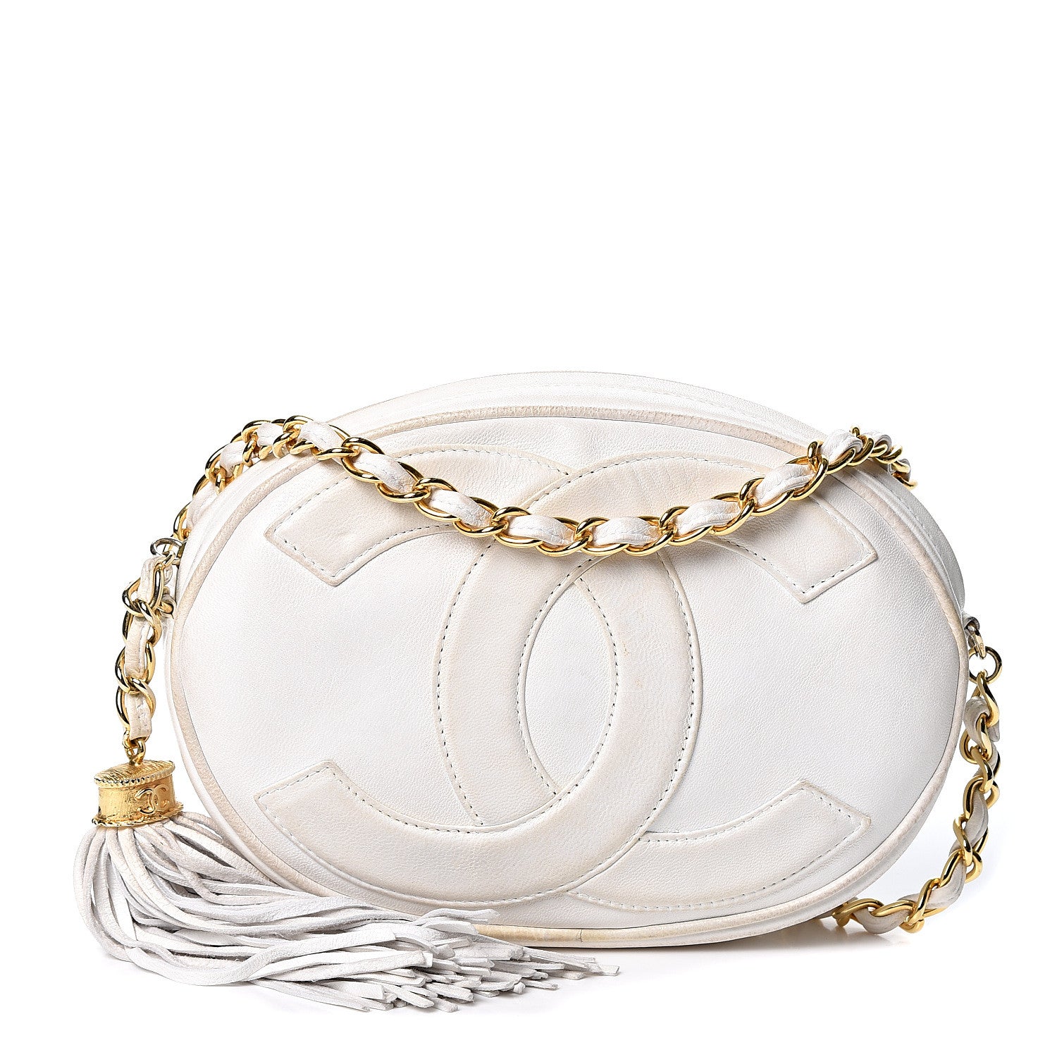 Chanel Lambskin Round Tassel Crossbody Bag White 1 of 9