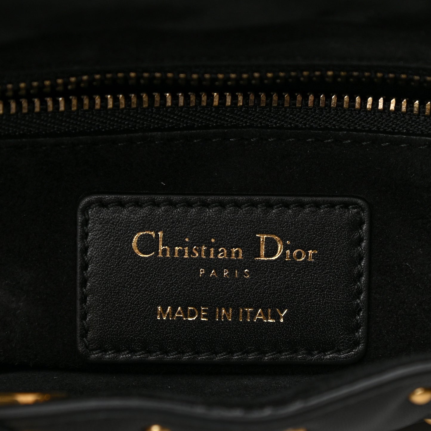 Calfskin Cannage Studded Medium Supple Lady Dior Black