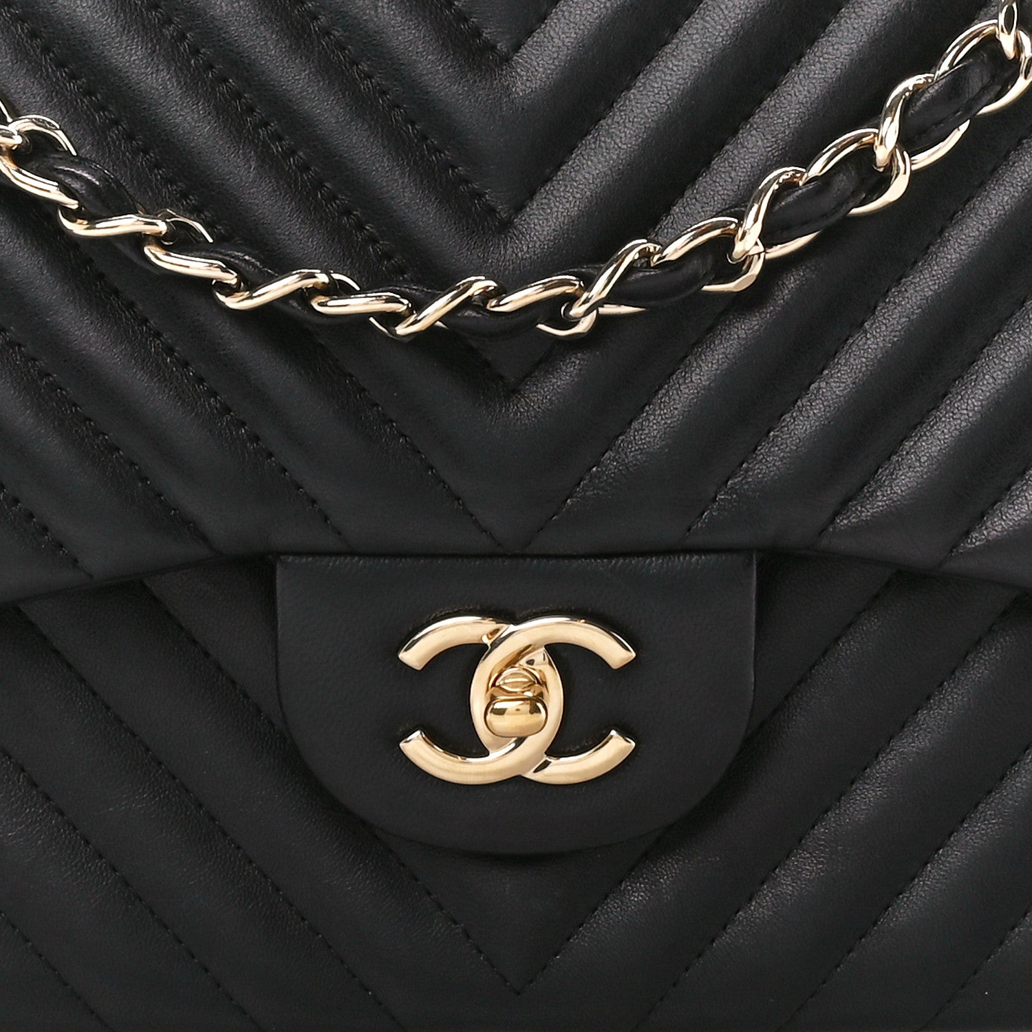 Chanel Lambskin Chevron Quilted Jumbo Double Flap Black 9 of 13