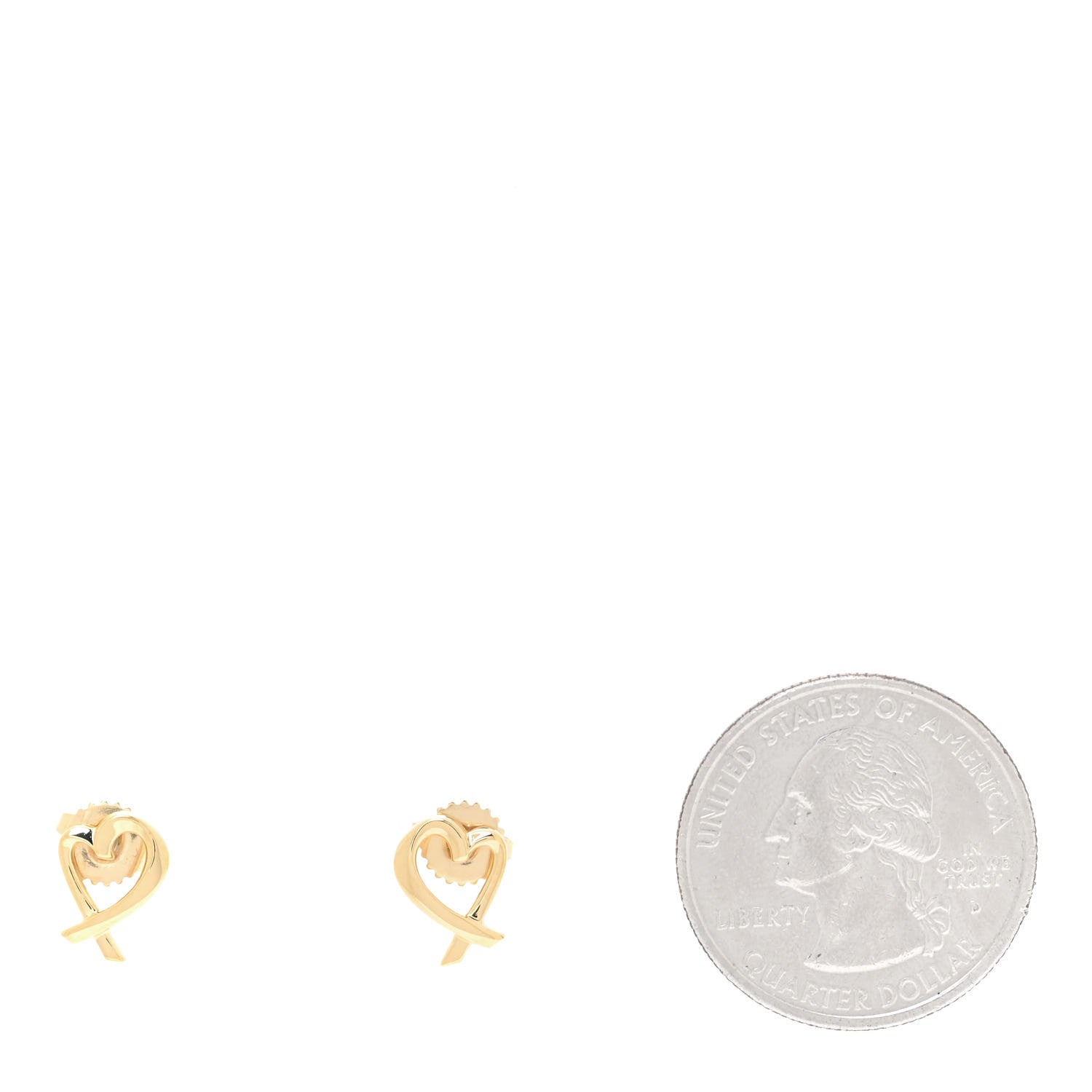 Tiffany 18K Yellow Gold Mini Paloma Picasso Loving Heart Earrings 2 of 7