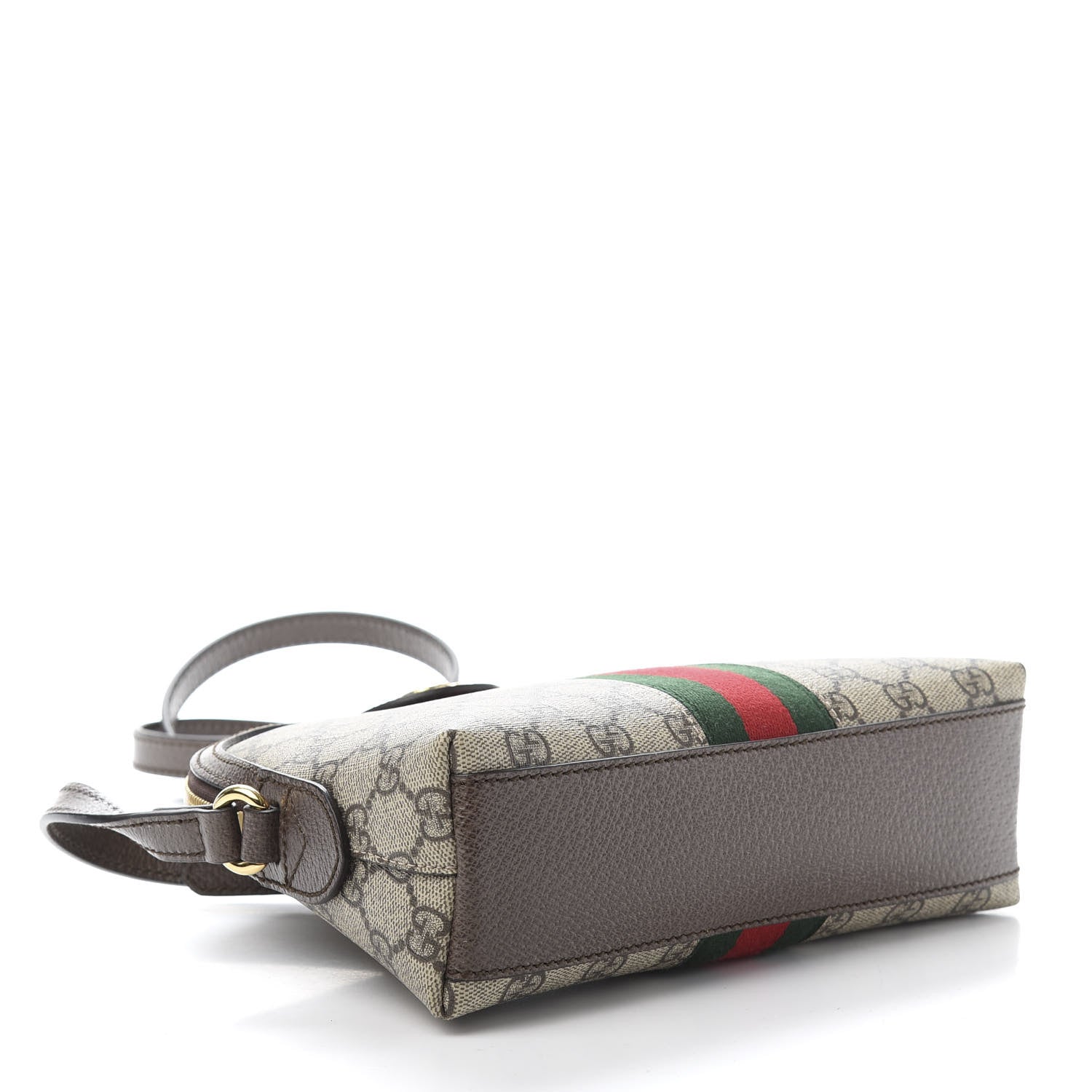 Gucci GG Supreme Monogram Textured Dollar Calfskin Web Small Ophidia Dome Shoulder Bag Beige Ebony New Acero 4 of 11