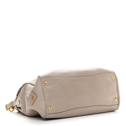 Prada City Calfskin Foldover Pushlock Top Handle Satchel Argilla 3 of 12