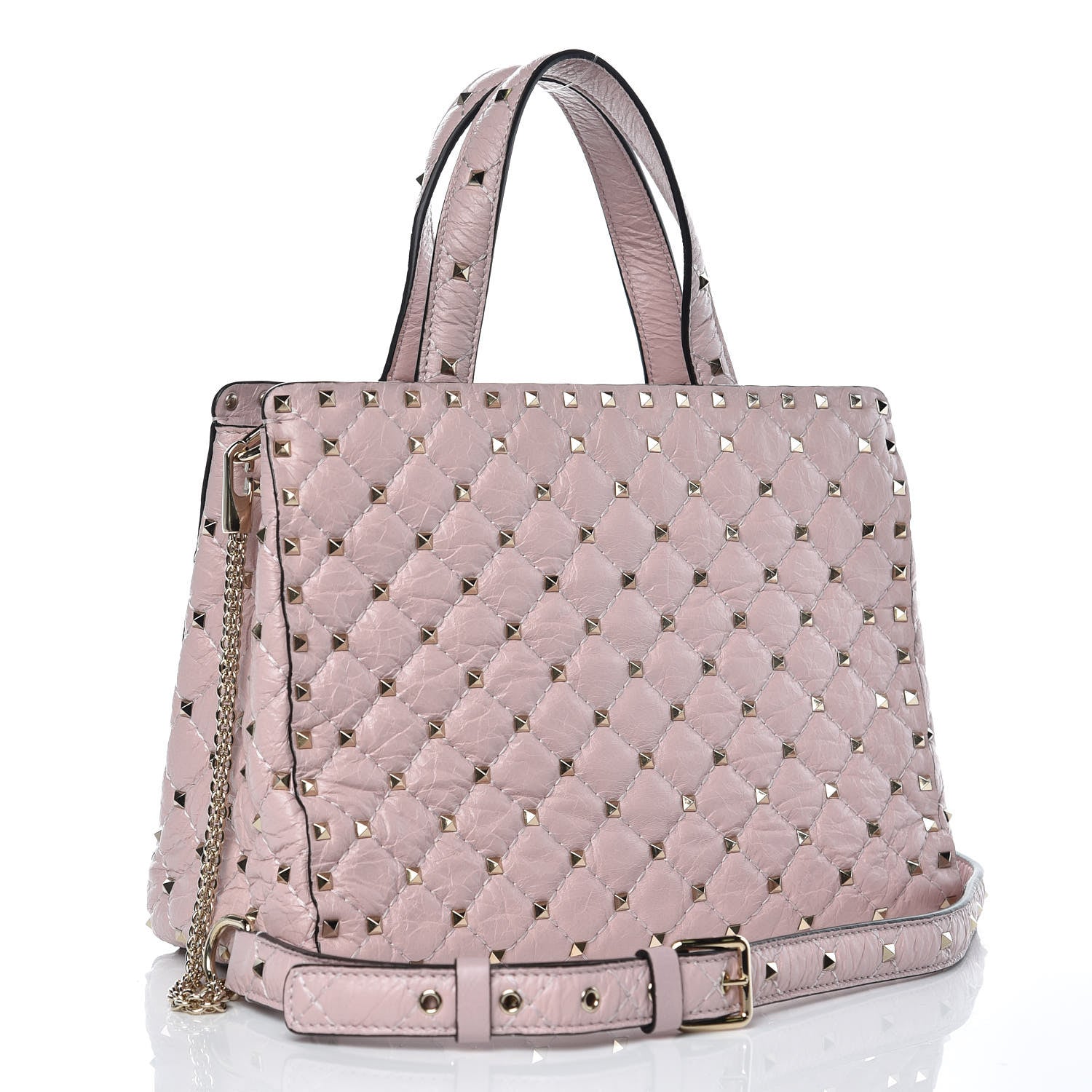 Valentino Garavani Craquele Nappa Rockstud Spike Tote Poudre 3 of 6