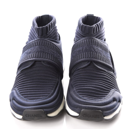 Chanel Stretch Fabric CC Sneakers 39 Blue 3 of 8