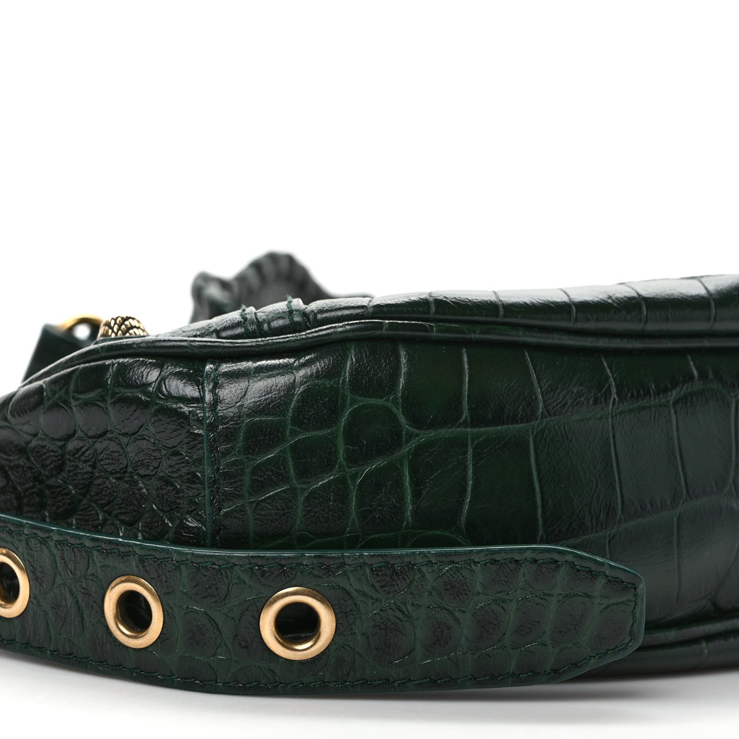 Balenciaga Extra Supple Calfskin Crocodile Embossed Le Cagole Shoulder Bag XS Forest Green 9 of 10