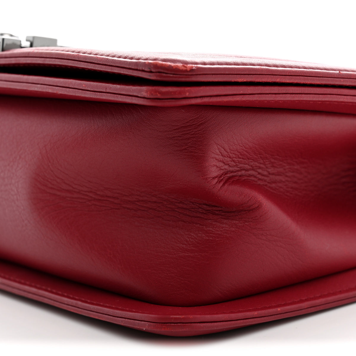 Calfskin Embroidered Chevron Medium Boy Flap Dark Red