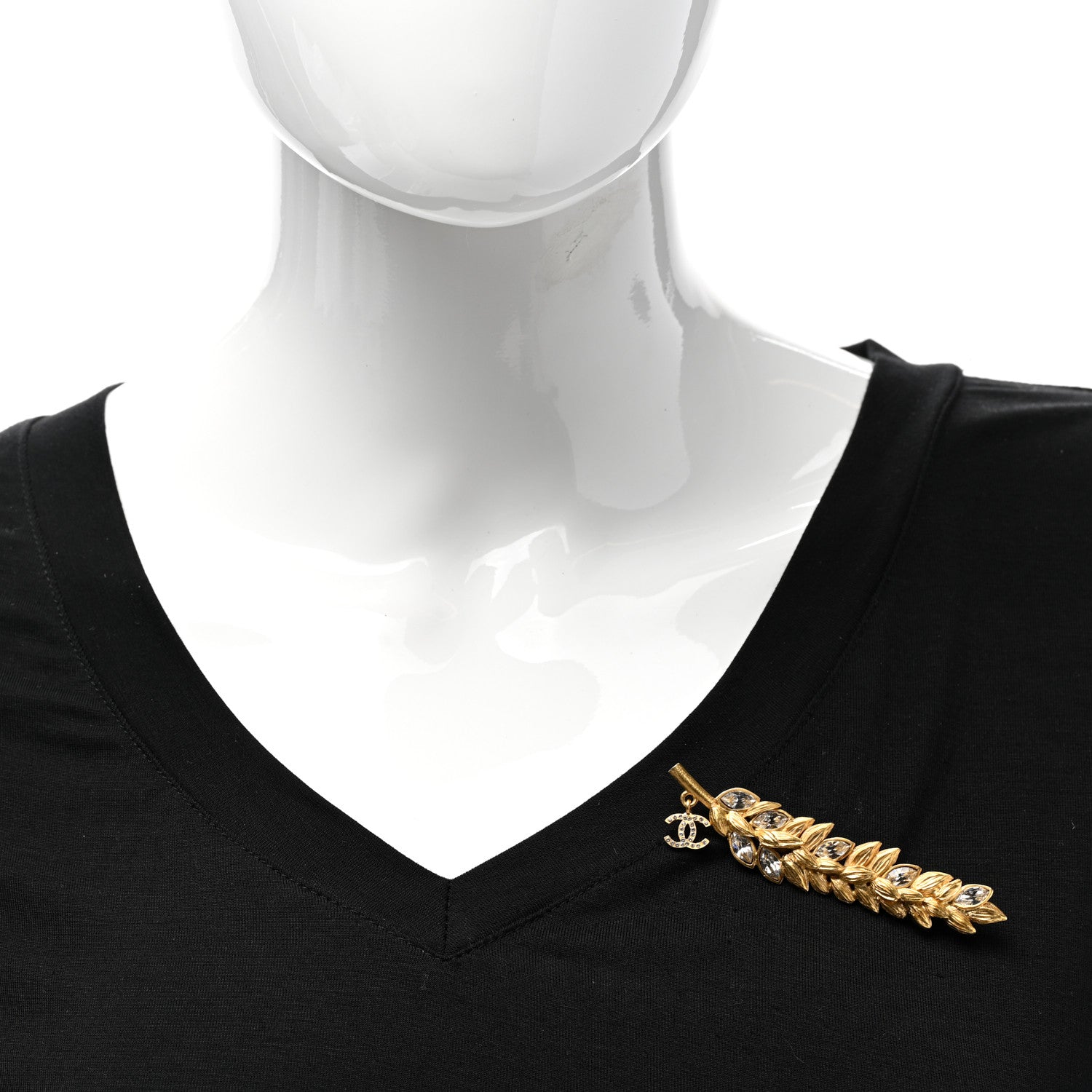 Chanel Crystal Sparkling Wheat CC Brooch Gold 2 of 5