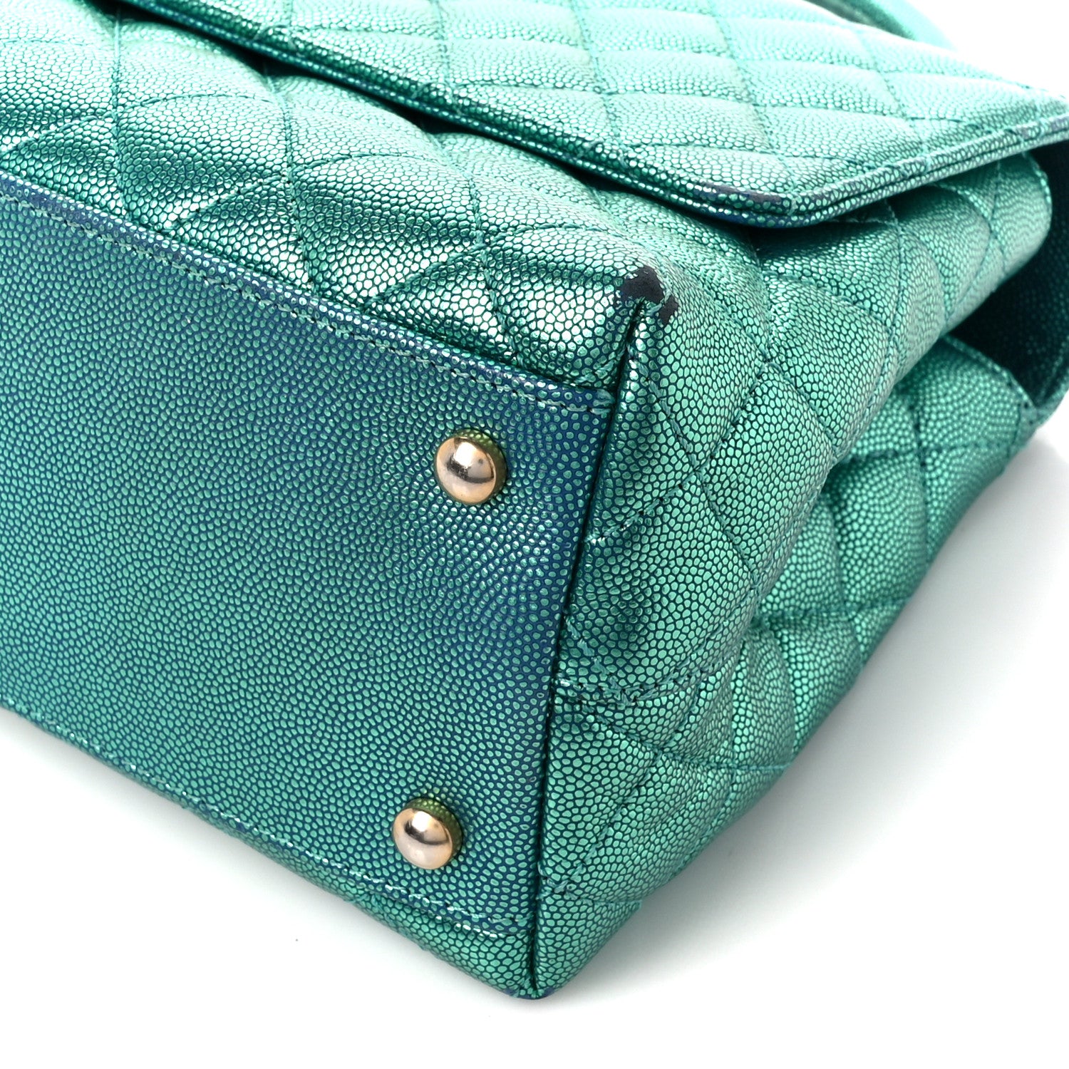 Chanel Metallic Caviar Quilted Small Coco Handle Flap Blue 11 of 11