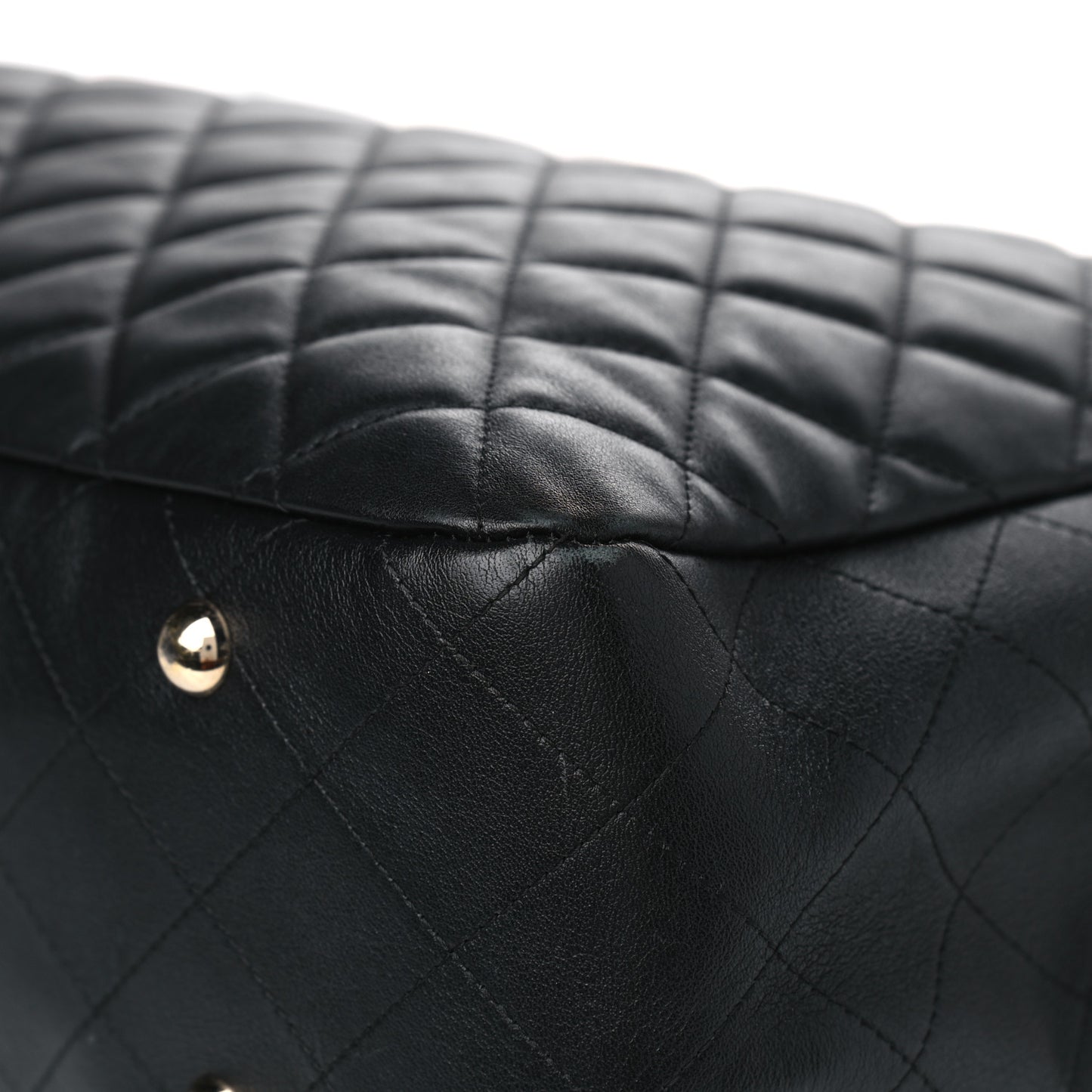 Calfskin Quilted Large CC Shopping Tote Black