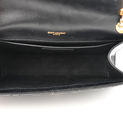 Saint Laurent Grain De Poudre Textured Mixed Matelasse Triquilt Medium Monogram Satchel Black 5 of 14
