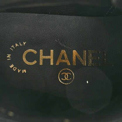 Chanel Shiny Calfskin Quilted Lace Up Combat Boots 36 Black 7 of 9