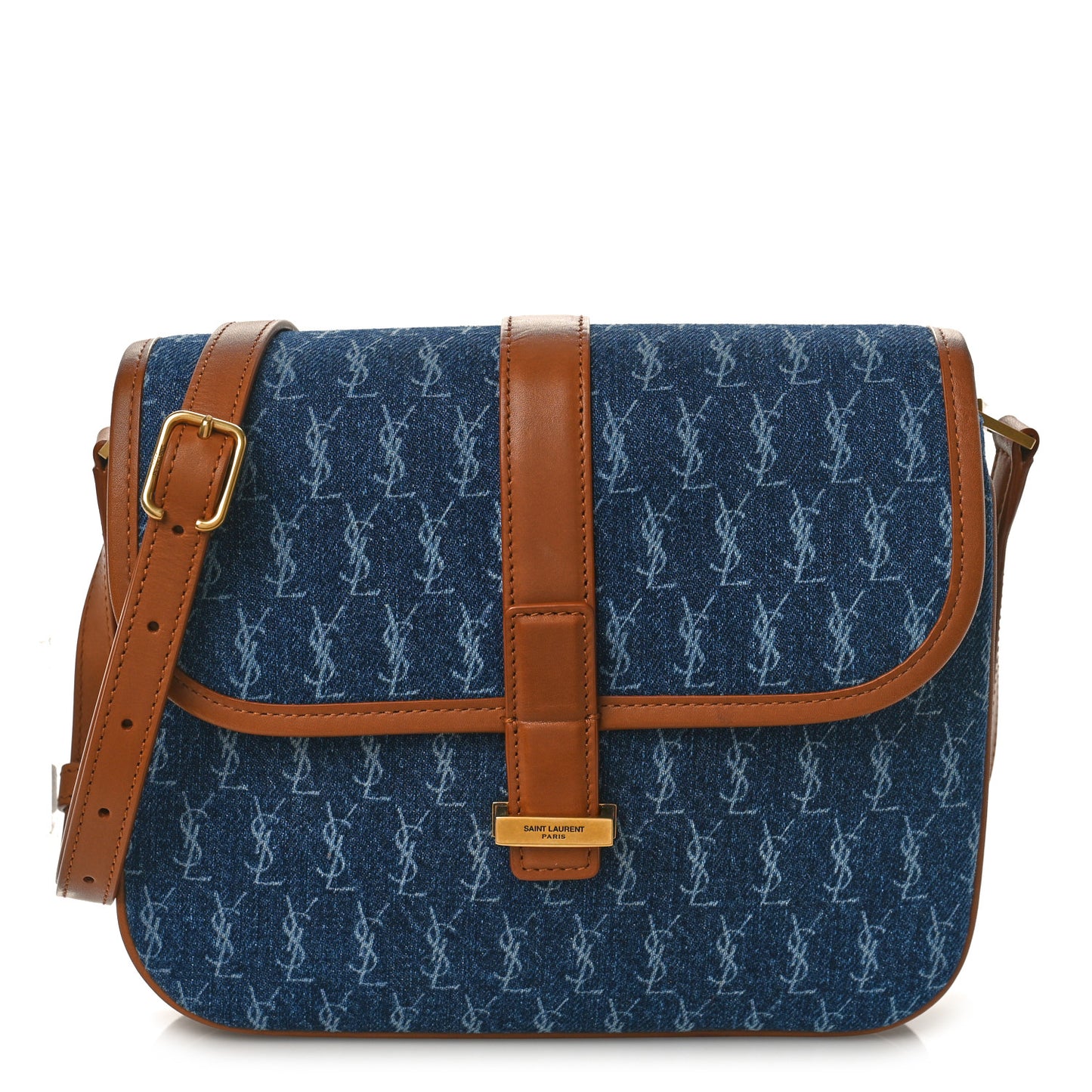 Denim All-Over Monogram Small Le Monogramme Satchel Navy Blue