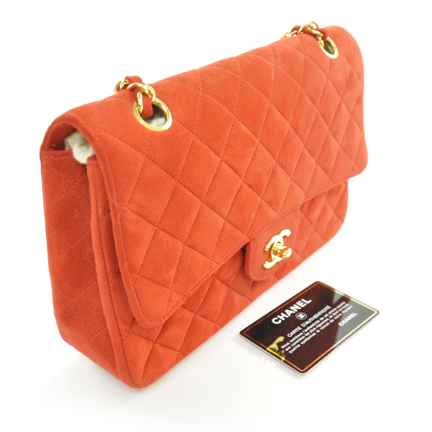 Chanel Suede Quilted Medium Flap Red 3 of 11