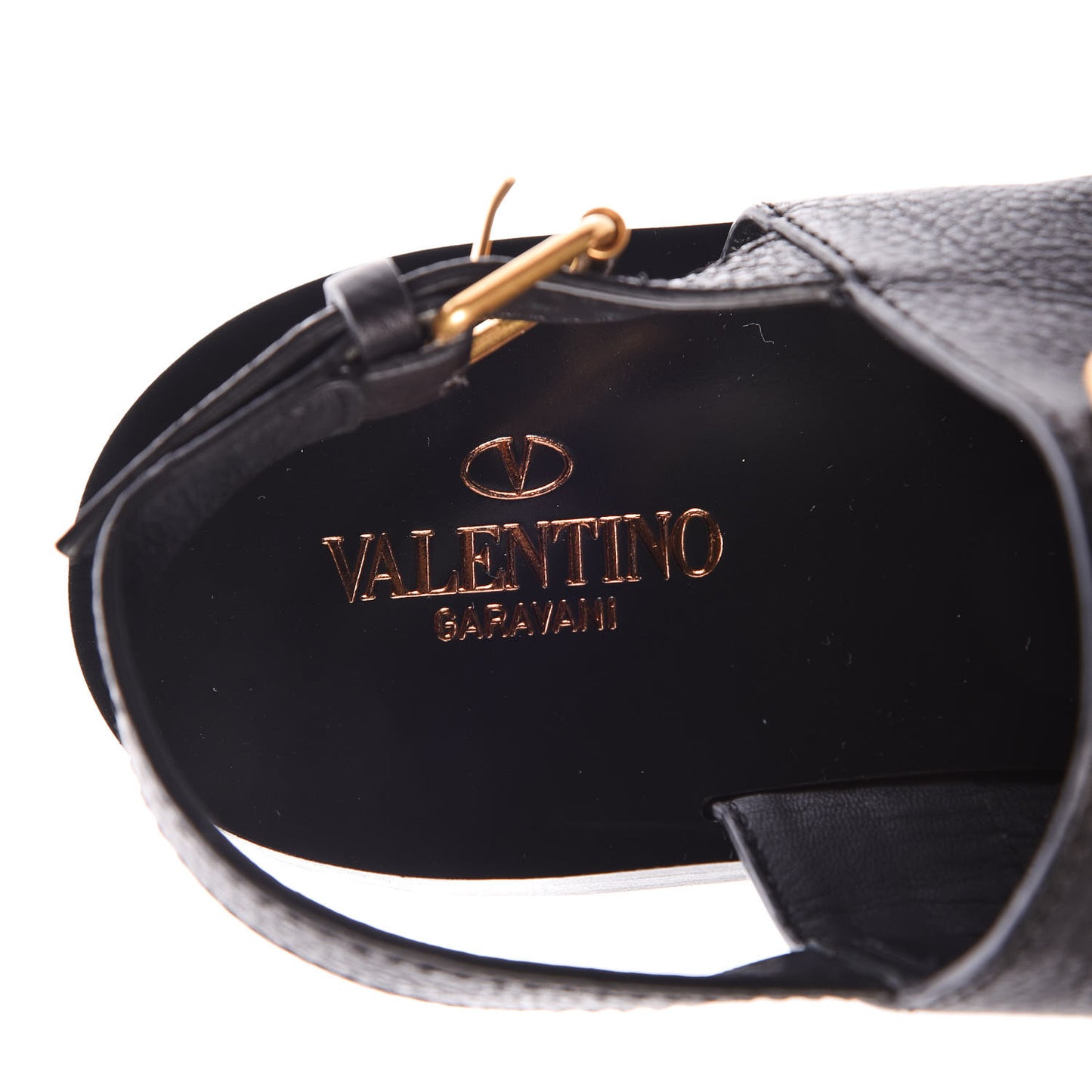 Grainy Cowhide Vlogo Slingback Flat Thong Sandals 39.5 Black
