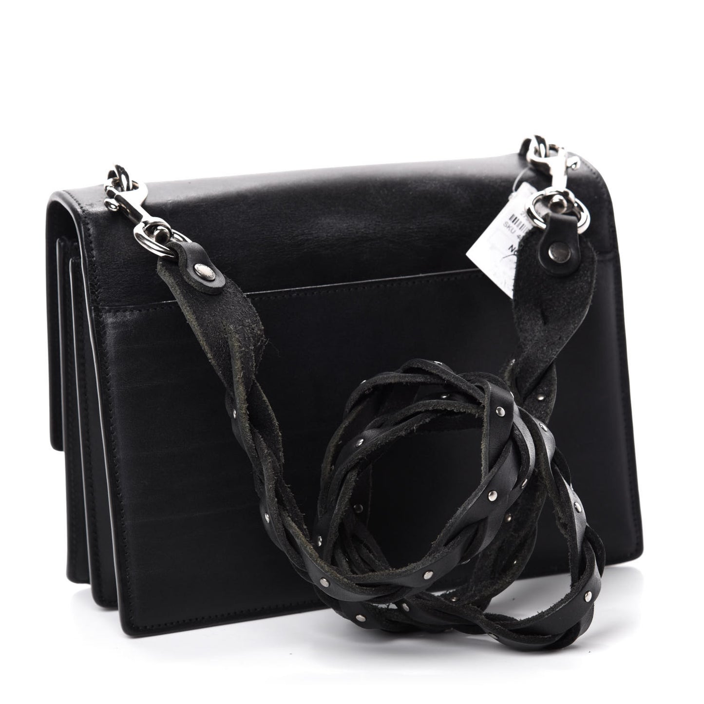 Calfskin Medium Monogram Sunset Shoulder Bag With Braided Strap Black